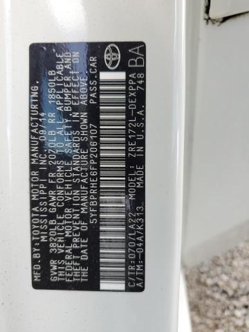5YFBPRHE6FP206107 Toyota 2zr-fae