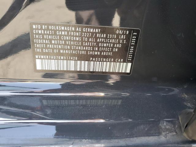 WVWKR7AU7KW917428 Volkswagen 2019