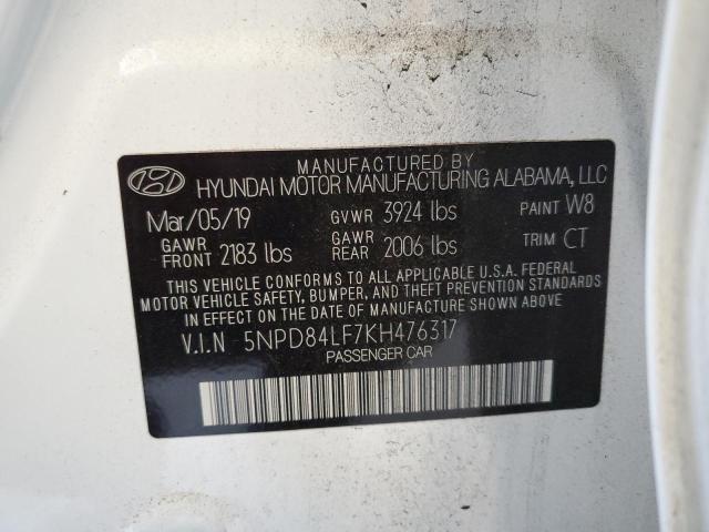 5NPD84LF7KH476317 Hyundai mpi nu