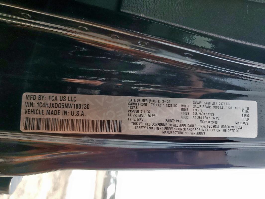 1C4HJXDG5NW180130 Jeep WRANGLER U