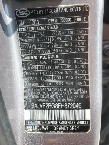 SALVP2BG8EH872046 Land Rover RANGE ROVE