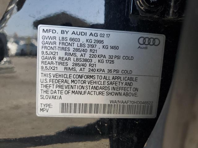 WA1VAAF70HD046522 Audi 2017