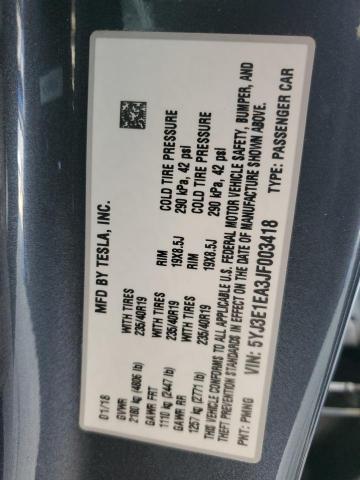 5YJ3E1EA3JF003418 Tesla 2018