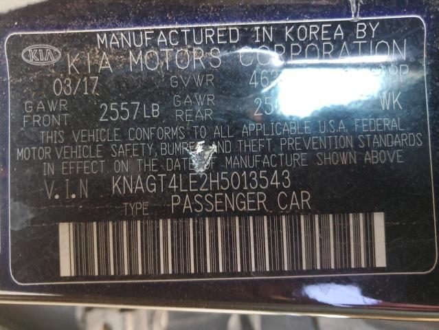 KNAGT4LE2H5013543 KIA 2017