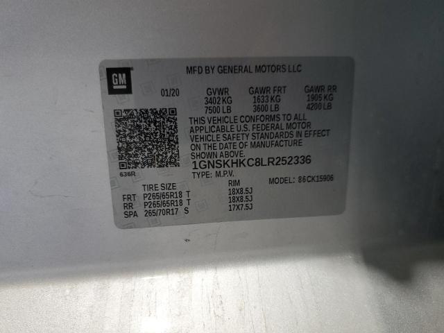 1GNSKHKC8LR252336 Chevrolet l83 - sidi: spark ignited direct injection, vvt: variable valve timing, afm, e85 max, alum