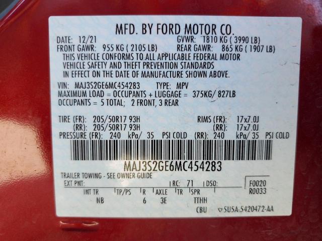 MAJ3S2GE6MC454283 Ford 2021