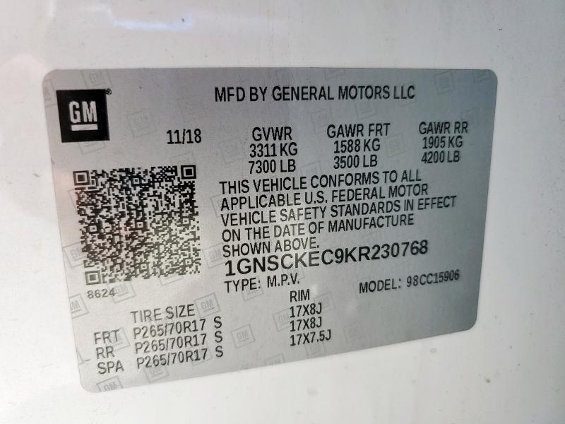 1GNSCKEC9KR230768 Chevrolet SUBURBAN C