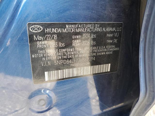 5NPD84LF7JH367094 Hyundai mpi nu
