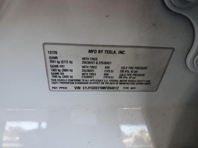 5YJYGDEF9MF094812 Tesla 2021