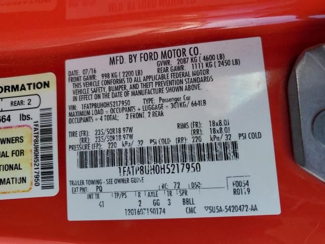 1FATP8UH0H5217950 Ford 2.3l 4v premium fuel