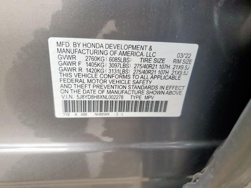 5J8YD8H8XNL002278 Acura MDX TYPE S