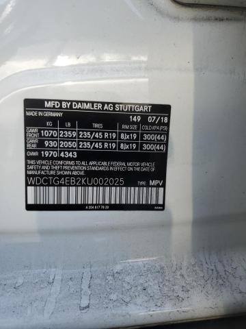 WDCTG4EB2KU002025 Mercedes-Benz m270