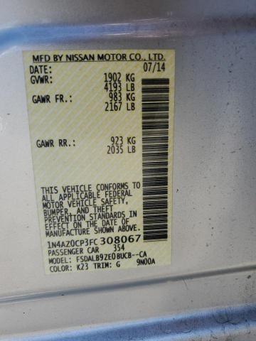 1N4AZ0CP3FC308067 Nissan LEAF S