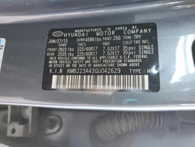 KM8J23A43GU042629 Hyundai 2016