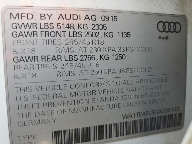 WA1TFAFL9GA009149 Audi flex fuel vehicle - e85