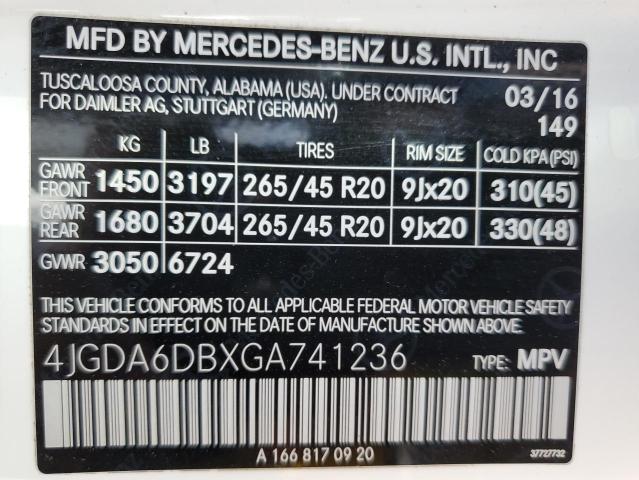 4JGDA6DBXGA741236 Mercedes-Benz m276