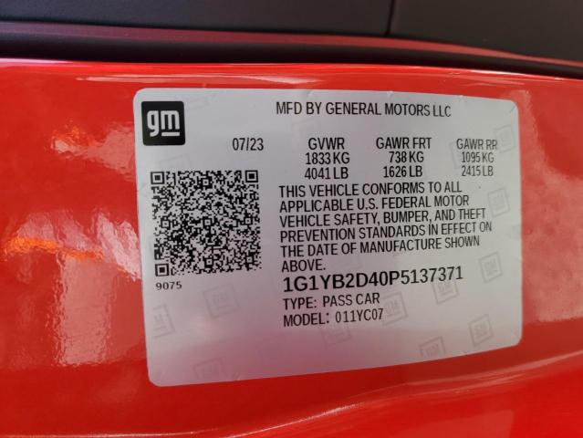 1G1YB2D40P5137371 Chevrolet CORVETTE S