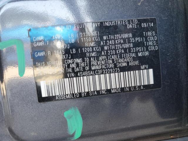 4S4BSALC3F3229225 Subaru 2.5l u5