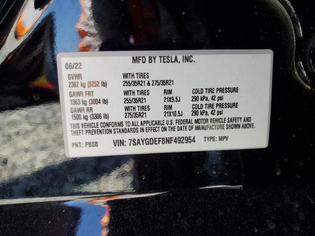 7SAYGDEF8NF492954 Tesla 2022
