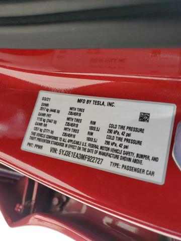 5YJ3E1EA3MF922727 Tesla MODEL 3