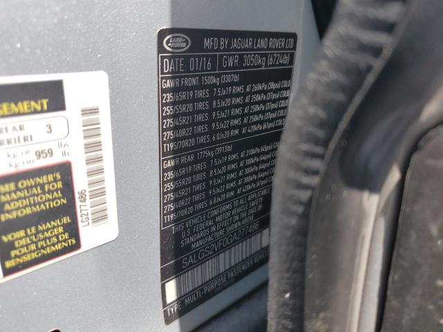 SALGS2VF0GA277486 Land Rover RANGE ROVE
