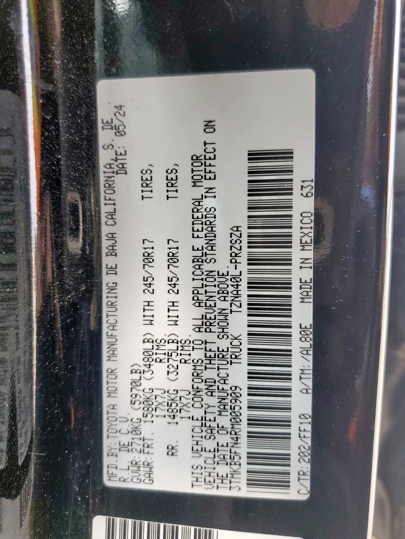 3TMKB5FN4RM005909 Toyota TACOMA DOU
