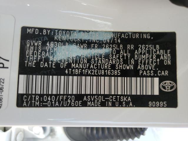 4T1BF1FK2EU816385 Toyota 2ar-fe