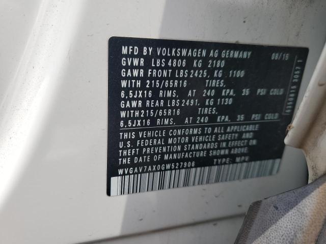 WVGAV7AX0GW527906 Volkswagen TIGUAN S