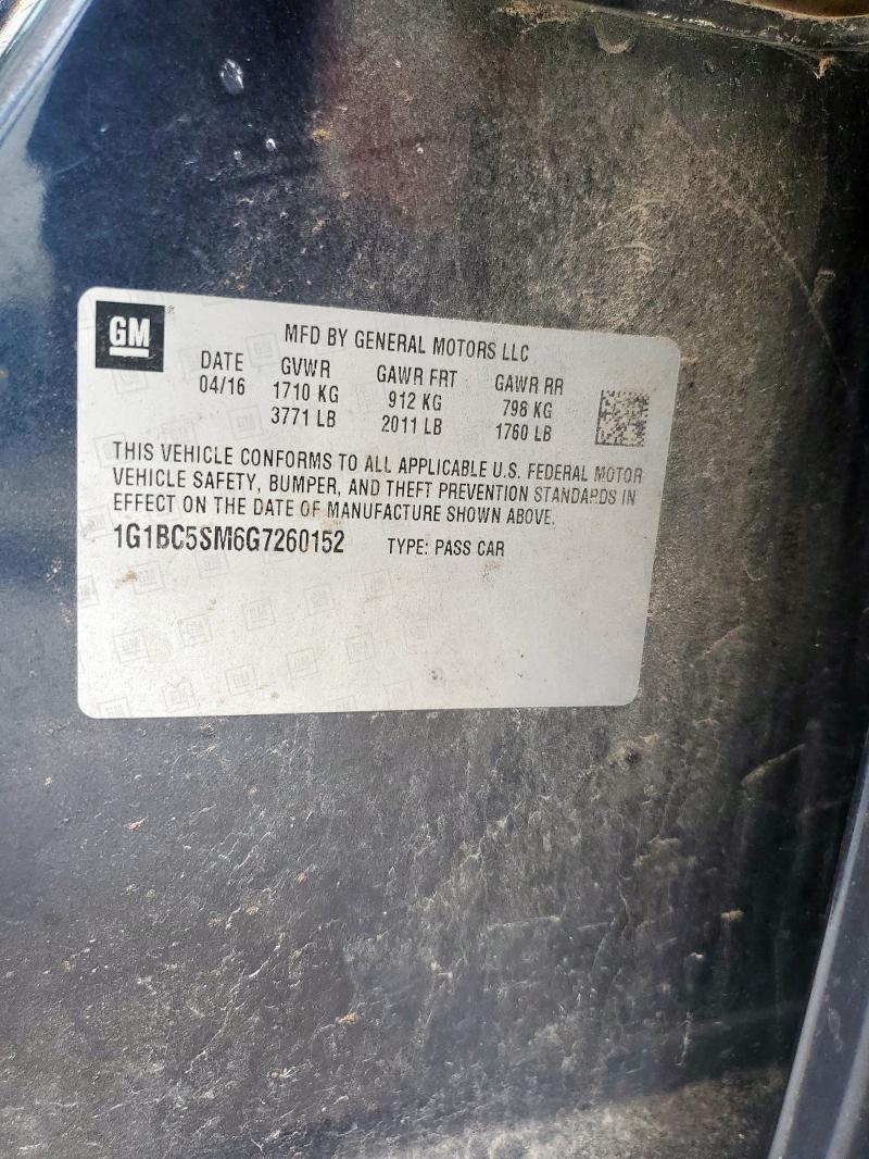 1G1BC5SM6G7260152 Chevrolet CRUZE LS
