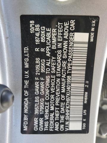 SHHFK7H97KU401998 Honda l15ba