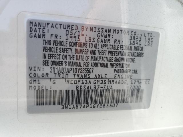3N1AB7AP1GY285507 Nissan SENTRA S