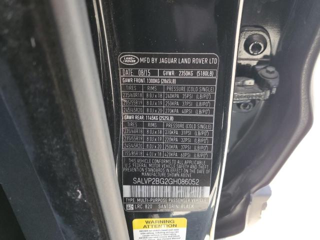 SALVP2BG2GH086052 Land Rover gtdi lev3 sulev30