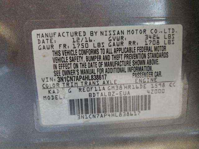 3N1CN7AP4HL838617 Nissan 2017