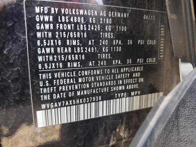 WVGAV7AX5HK037938 Volkswagen 2.0 tsi