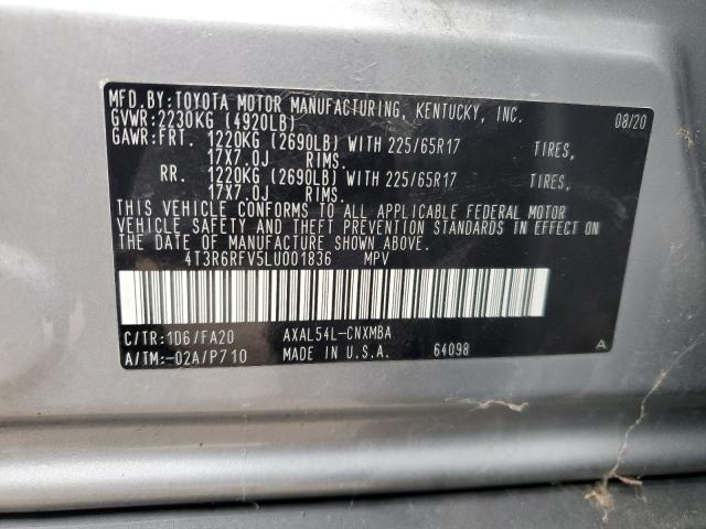 4T3R6RFV5LU001836 Toyota Rav4 Xle