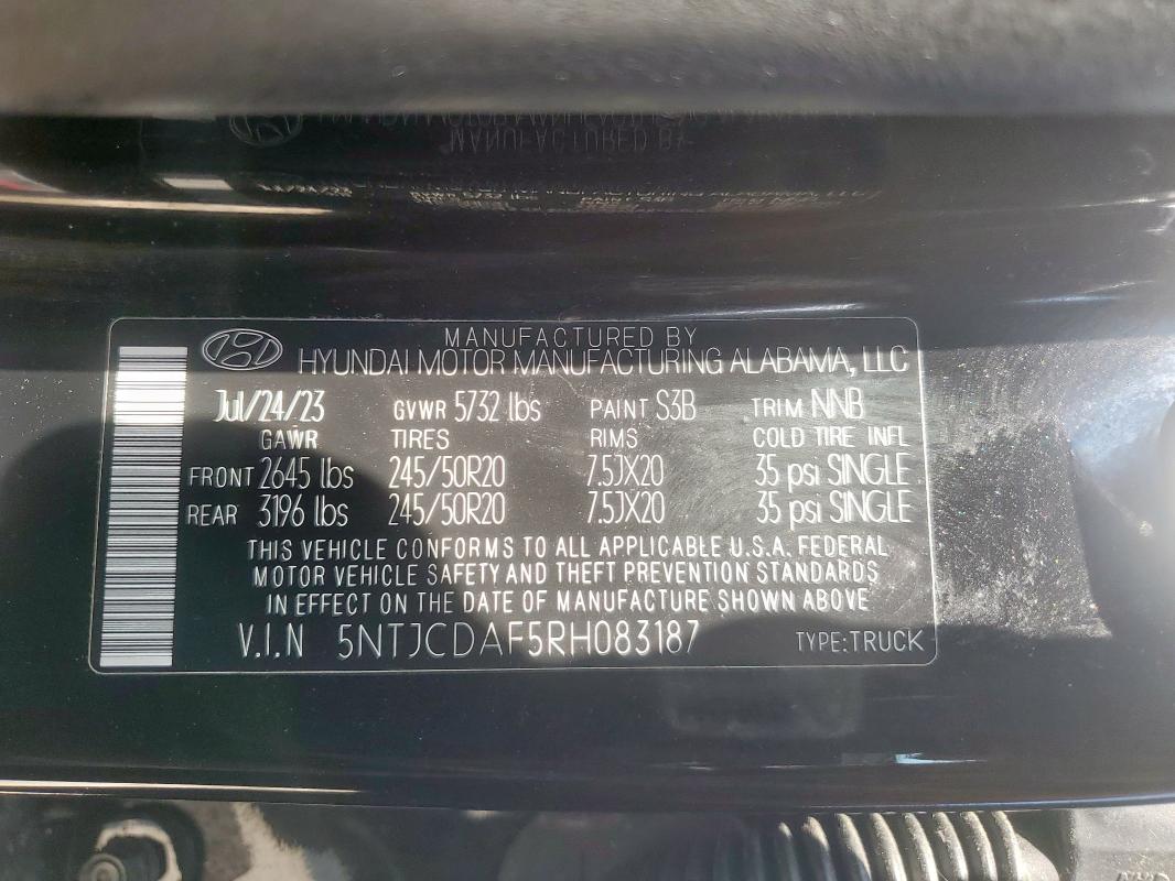 5NTJCDAF5RH083187 Hyundai Santa Cruz