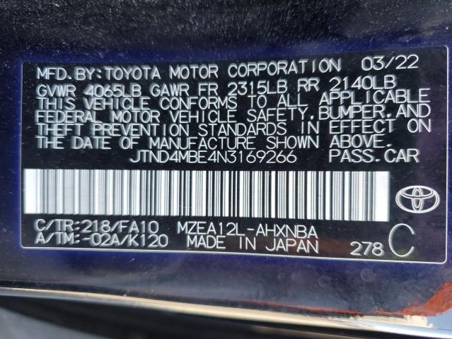 JTND4MBE4N3169266 Toyota m20a-fks