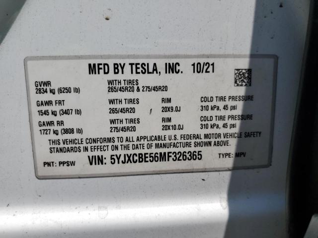 5YJXCBE56MF326365 Tesla 2021