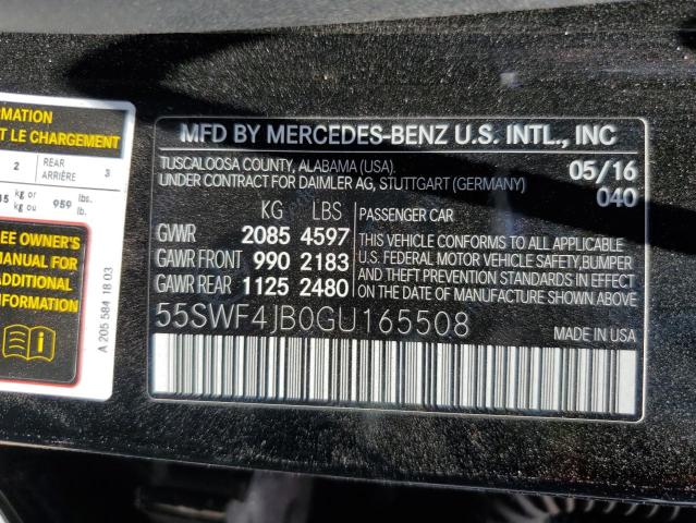 55SWF4JB0GU165508 Mercedes-Benz C-Class