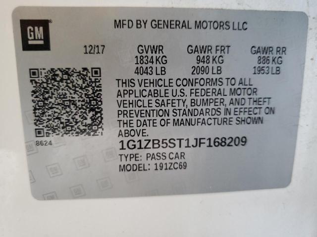 1G1ZB5ST1JF168209 Chevrolet lfv - direct injection, variable valve timing, gen 1