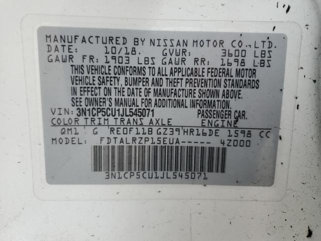 3N1CP5CU1JL545071 Nissan KICKS S