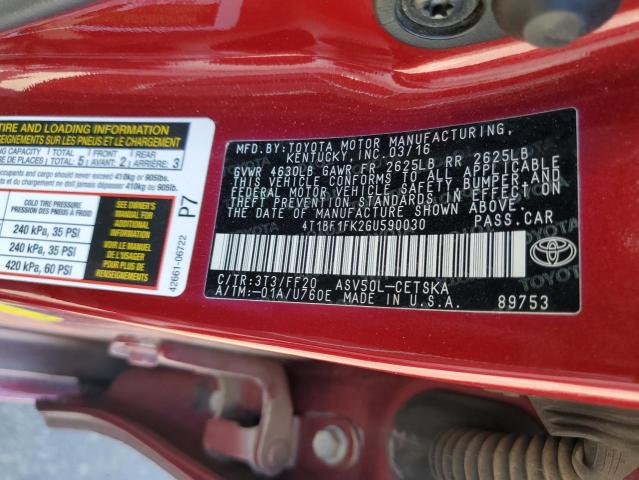 4T1BF1FK2GU590030 Toyota 2ar-fe