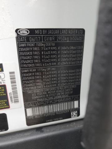 SALWR2FK3HA688725 Land Rover td6 lev3 lev160