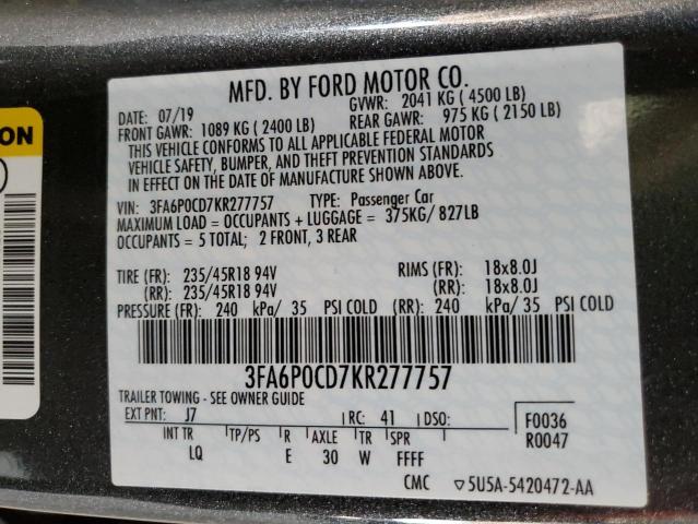 3FA6P0CD7KR277757 Ford 2019