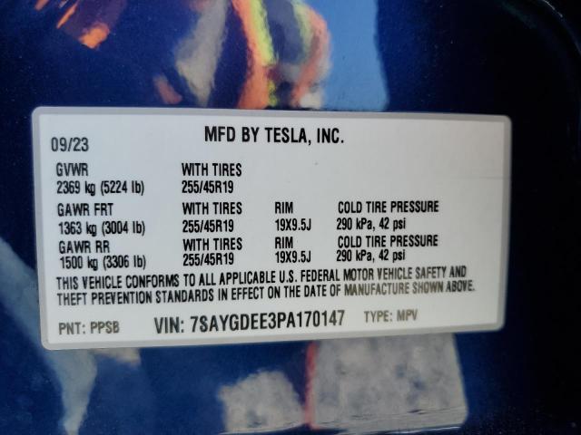 7SAYGDEE3PA170147 Tesla 2023