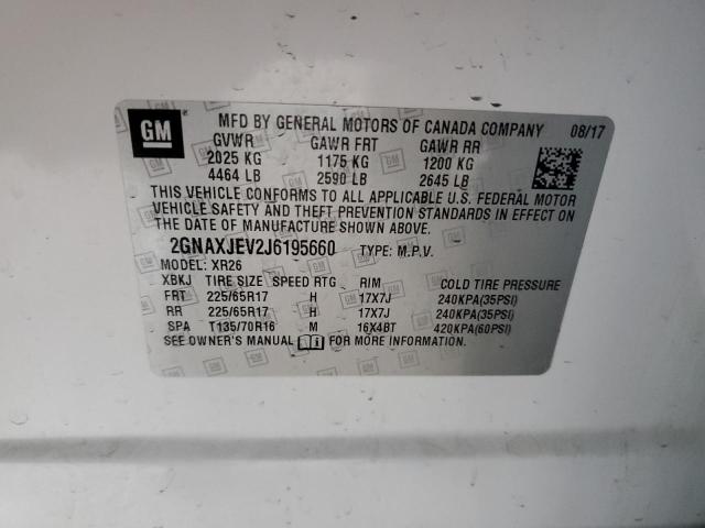 2GNAXJEV2J6195660 Chevrolet lyx - direct injection, vvt, fgt, turbo, alum, gen1
