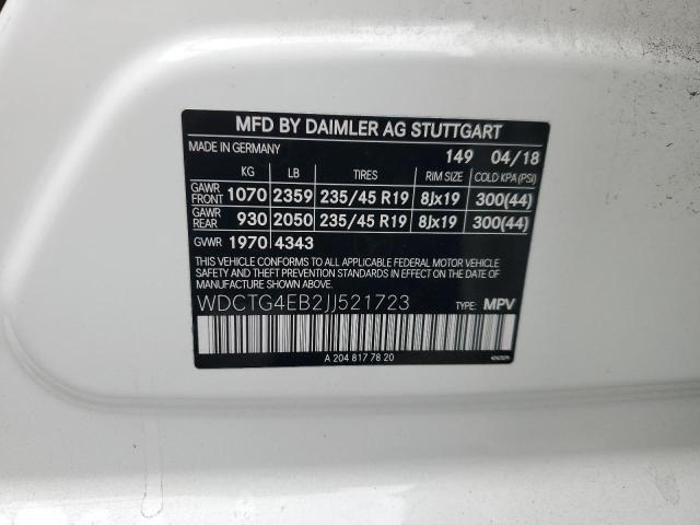 WDCTG4EB2JJ521723 Mercedes-Benz m270