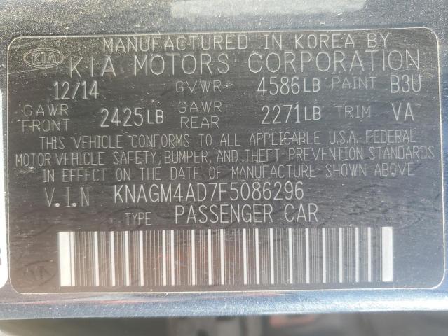 KNAGM4AD7F5086296 KIA OPTIMA HYB