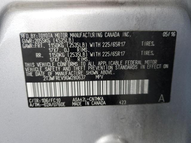 2T3WFREV9GW280637 Toyota 2ar-fe