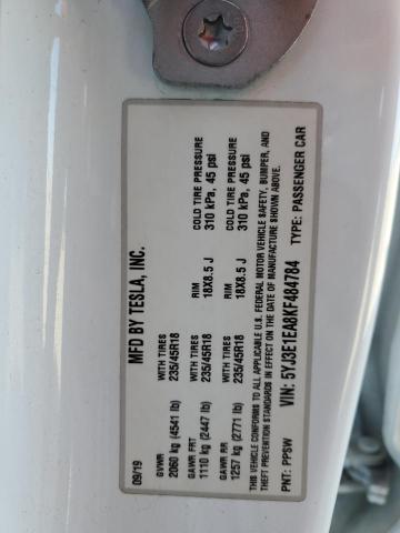 5YJ3E1EA8KF484784 Tesla MODEL 3